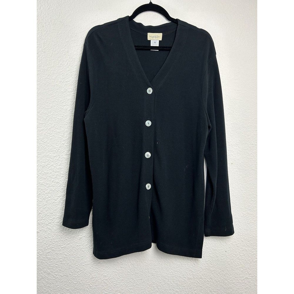 Susan Bristol Software Sweater Black Cardigan Size Medium